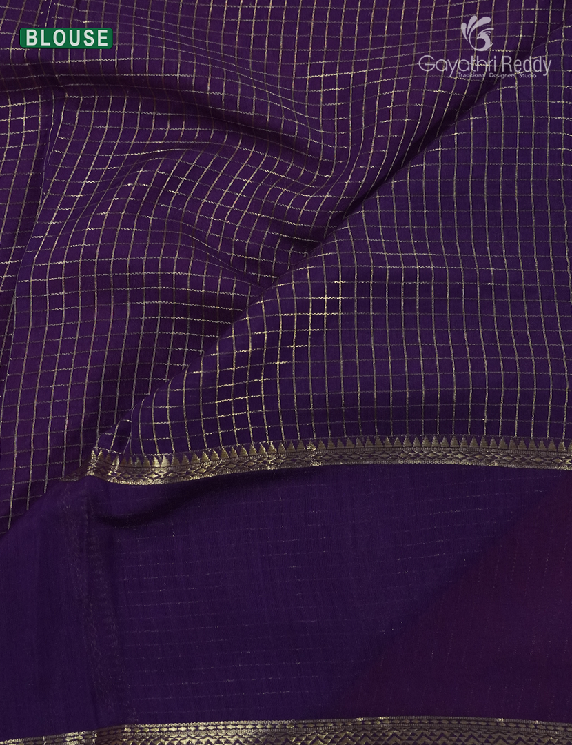 Semi Mysore Crepe Saree in Rose Pink and Deep Violet