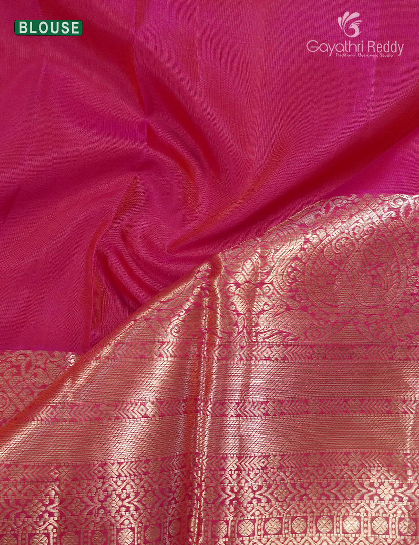 Pure Kanchipuram Silk in Rust Orange and Rani Pink