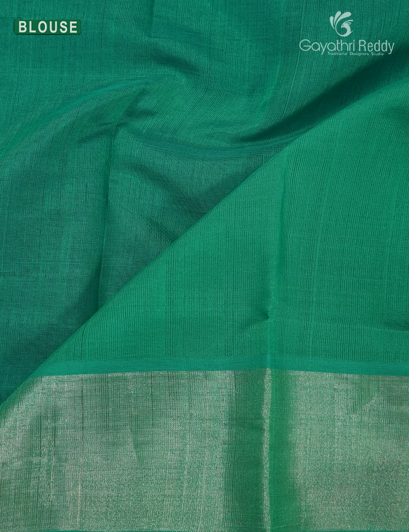 Pure Arani Sico Saree in Navy Blue and Sea Green