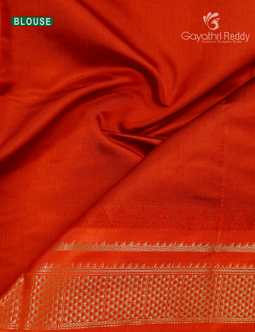 Semi Gadwal Saree in Metallic Grey and Orange