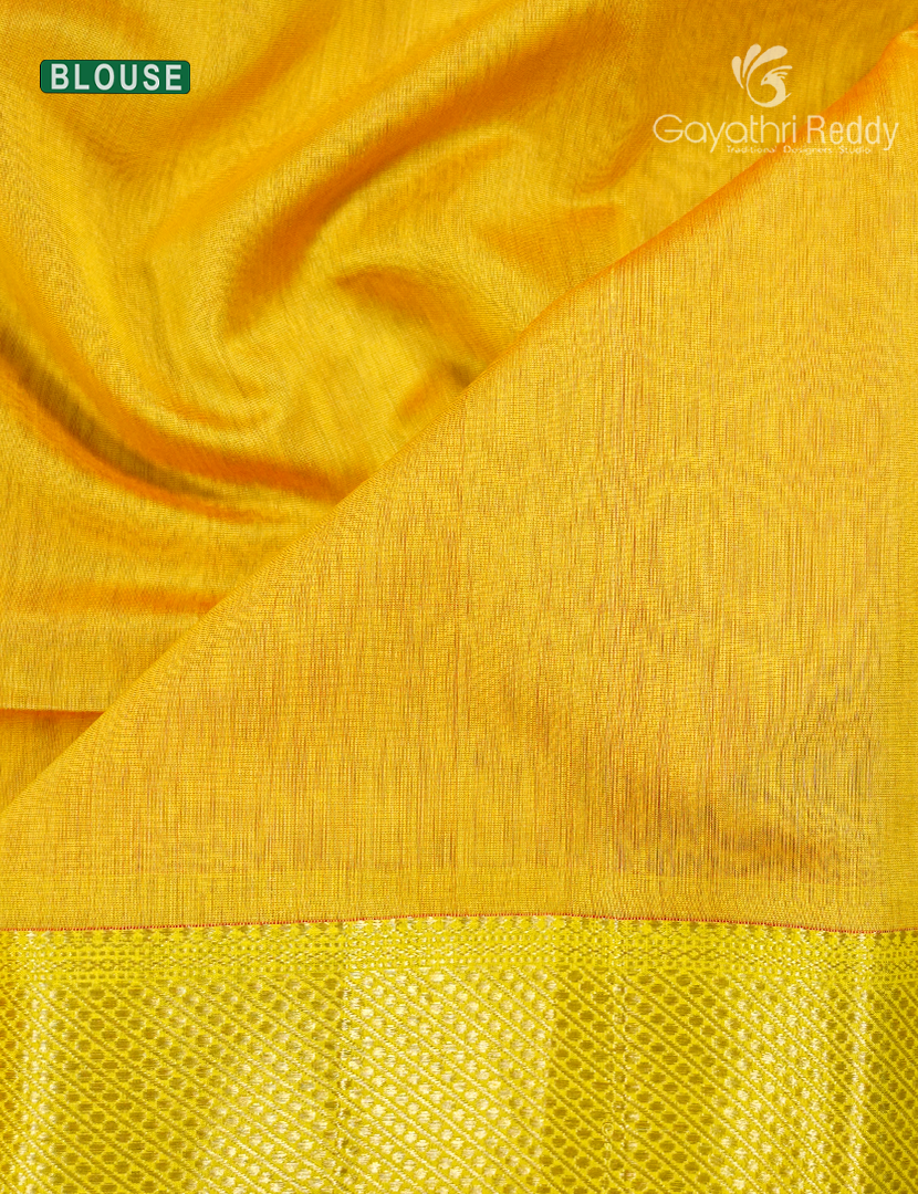 Pure Chanderi Sico Saree in Baby Pink and Sunshine Yellow