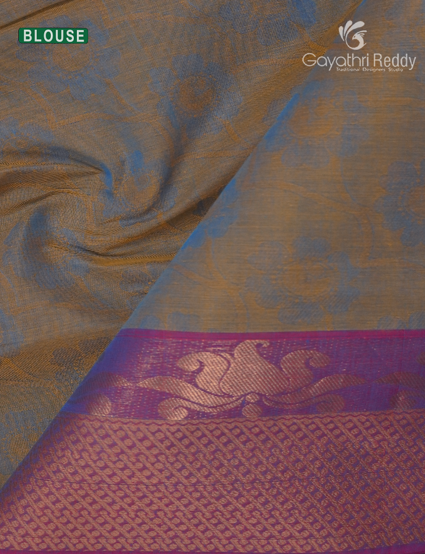 Pure Kanchi Cotton Saree in Mehendi Green