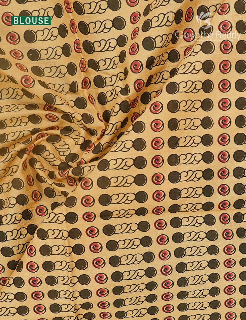 Pure MulMul Cotton Saree in Beige and Red