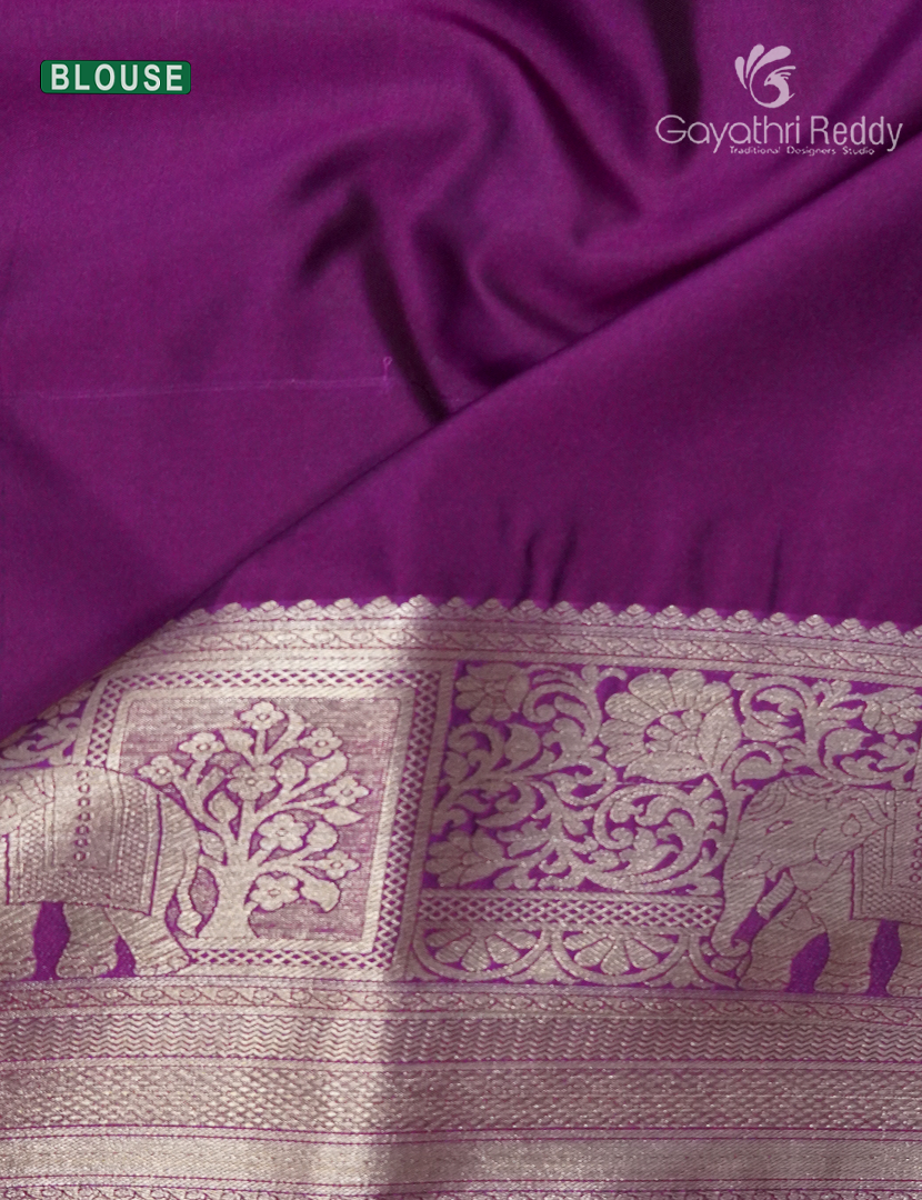 Soft Silk Saree in Deep Green and Deep Magenta