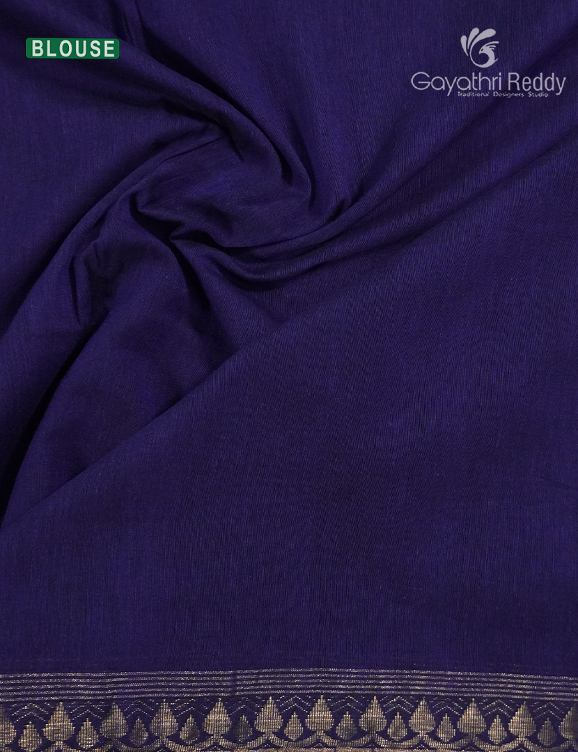 Jamdani Cotton Saree in Deep Ink Blue