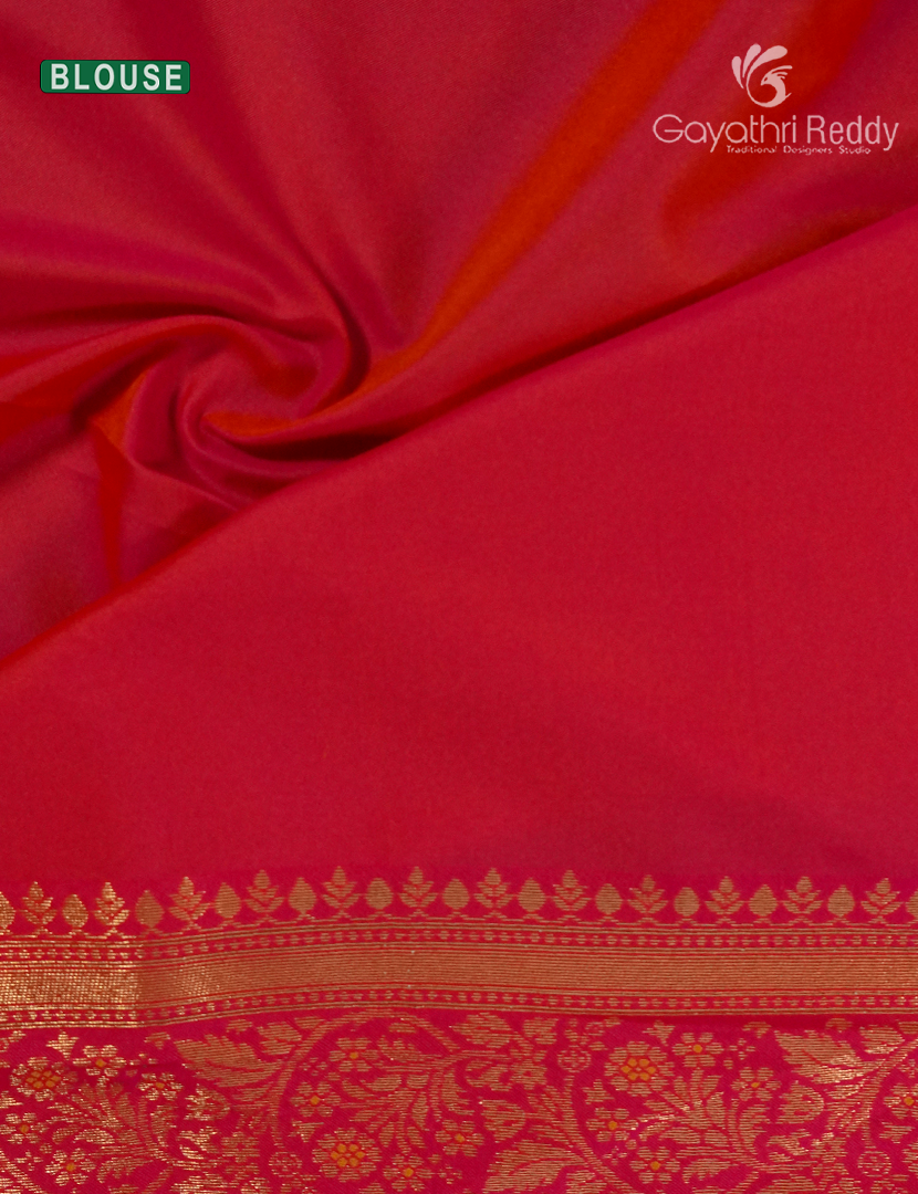 Semi Kanchipuram Art Silk Saree in Deep Mustard and Rani Pink