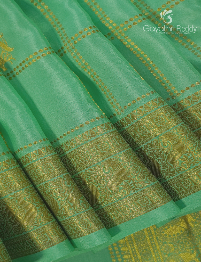 Pure Mysore Silk Saree in Sage Green