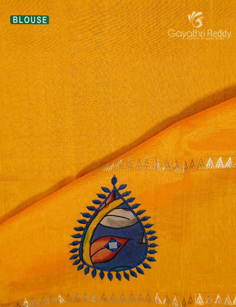 Pure Mangalagiri Langa Voni Set in Yellow