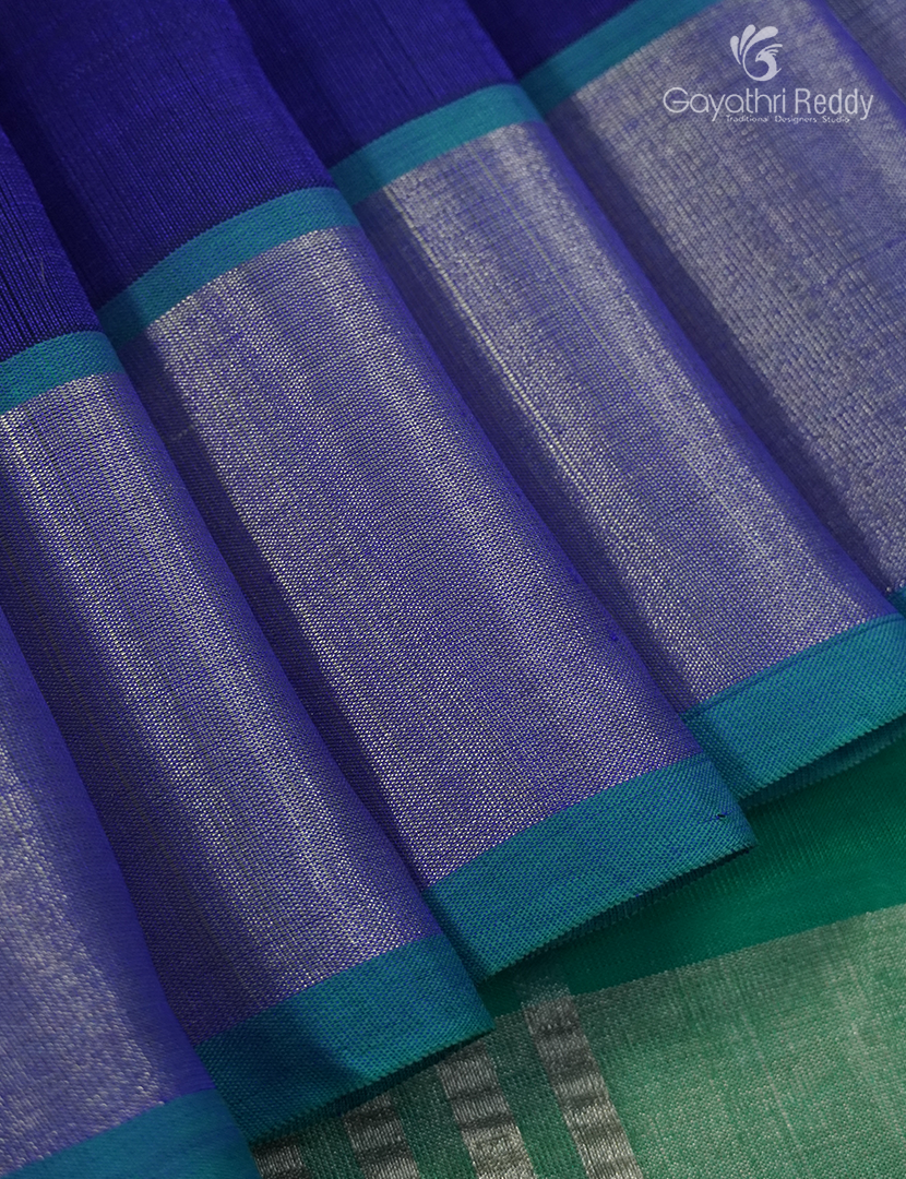 Pure Arani Sico Saree in Navy Blue and Sea Green