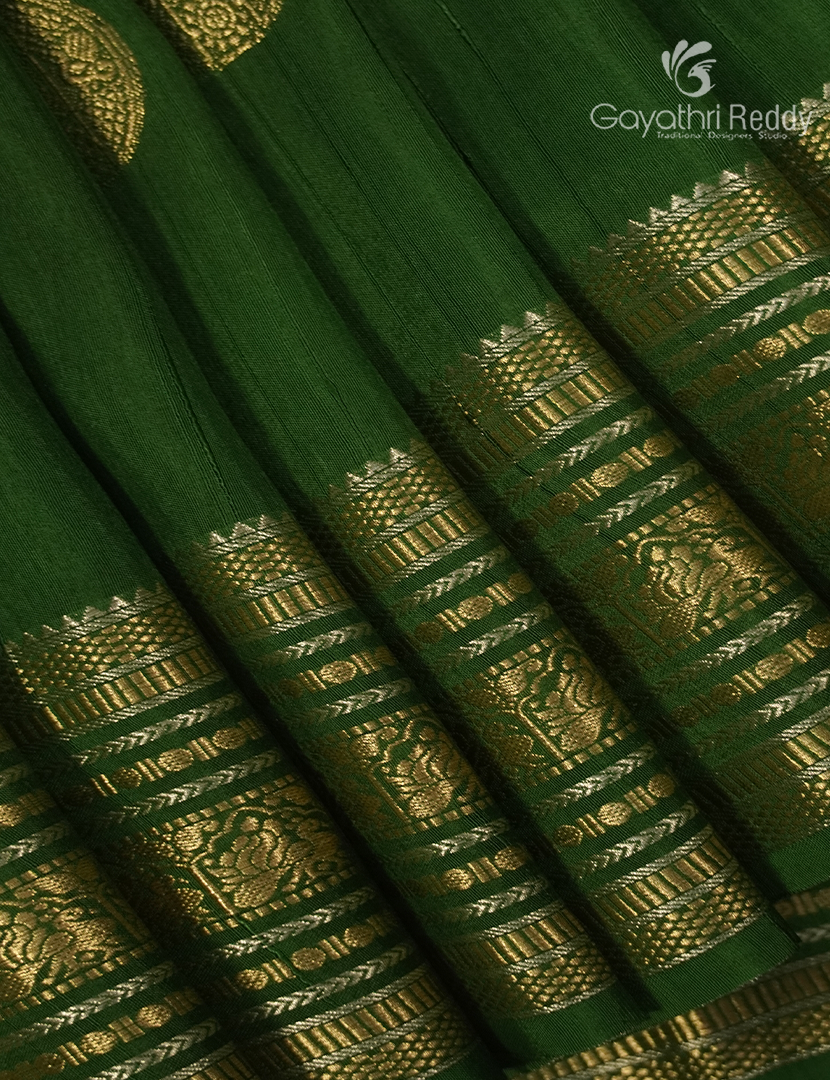 Semi Mysore Crepe Saree in Mango Green