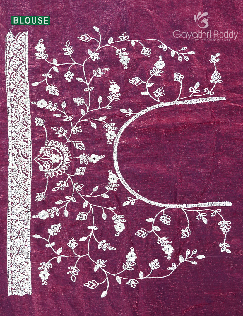 Tissue Fancy Party Wear in Plum