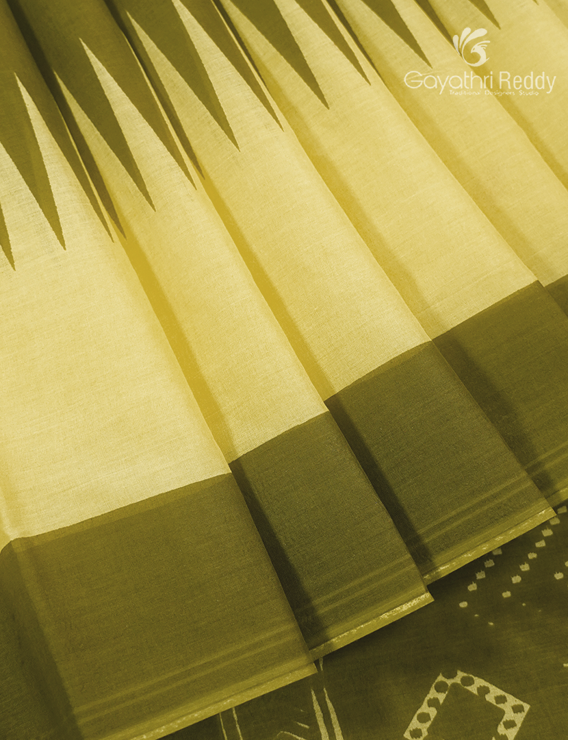 Pure MulMul Cotton Saree in Lime Green and Mehendi Green