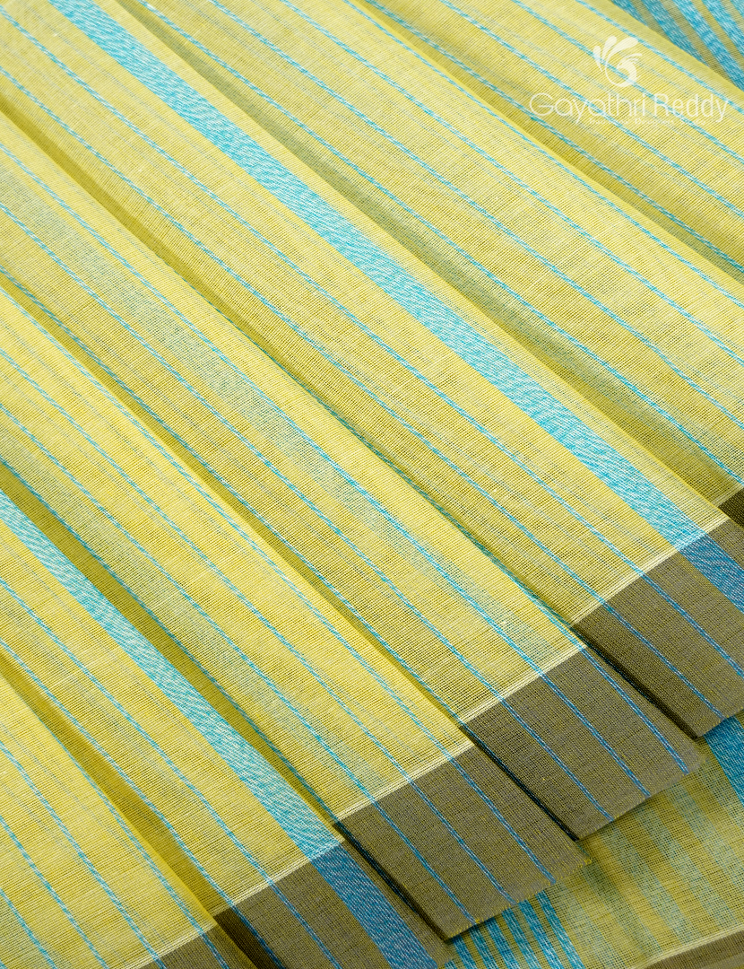 Pure Handloom Cotton Saree in Lime
