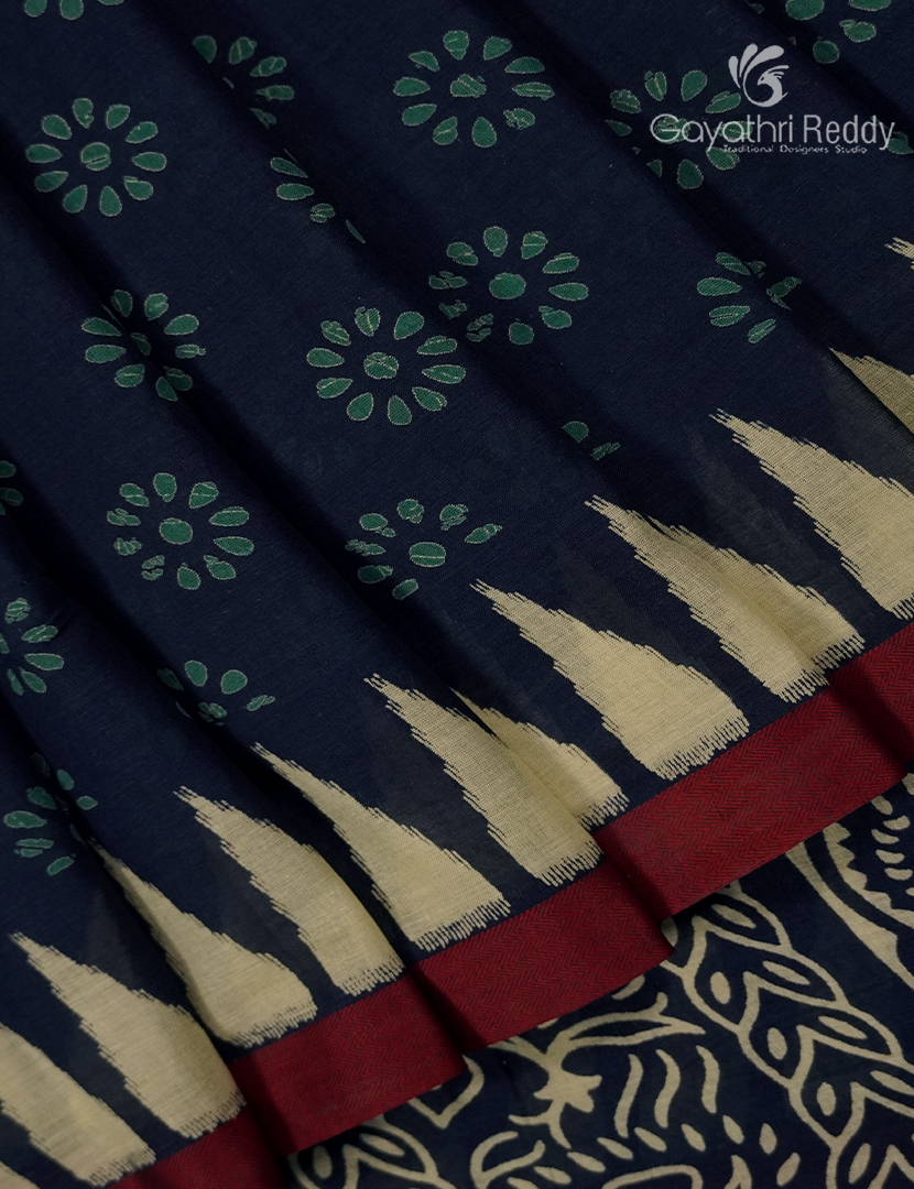 Vidharbha Cotton Saree in Indigo Blue