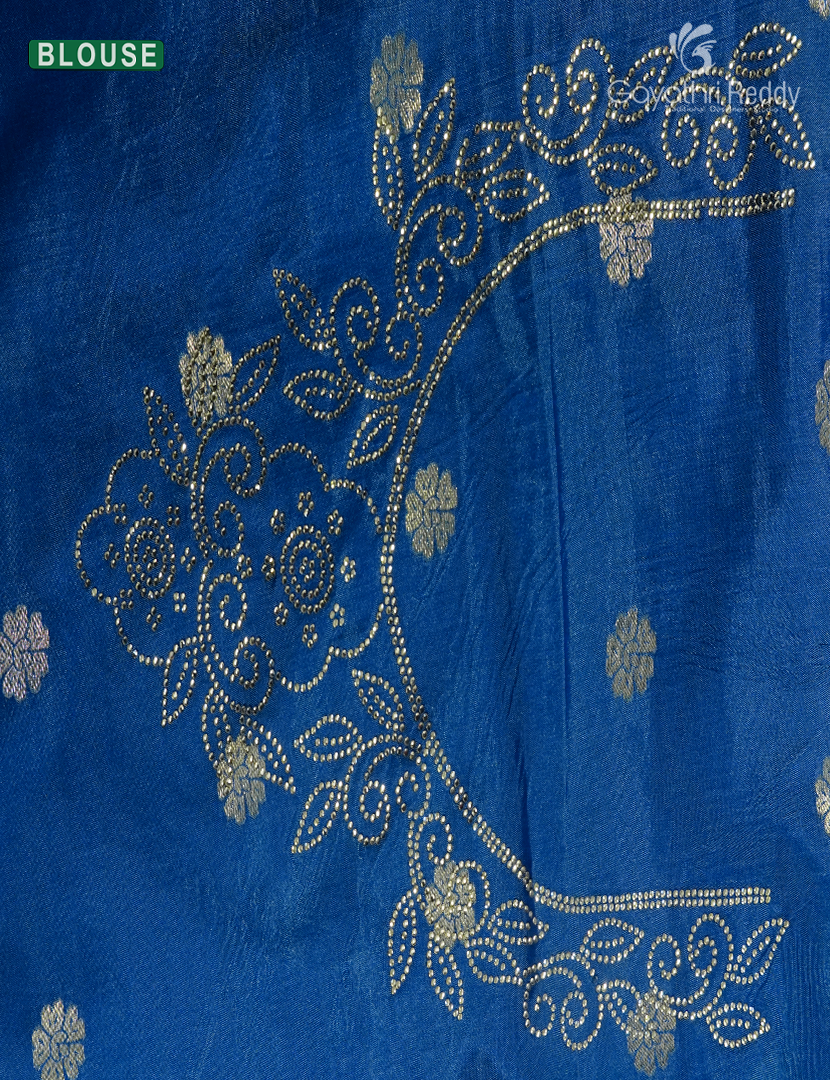 Semi Kanchipuram Silk Fancy  Saree in Sea Grey and Navy Blue