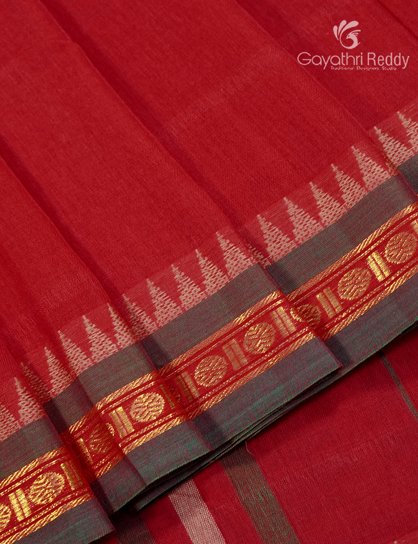 Pure Narayanpet Cotton Saree in Red