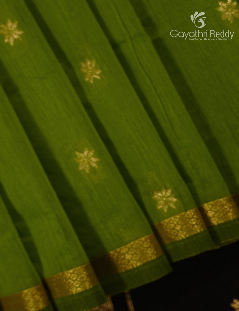 Sico Saree in Parrot Green and Black