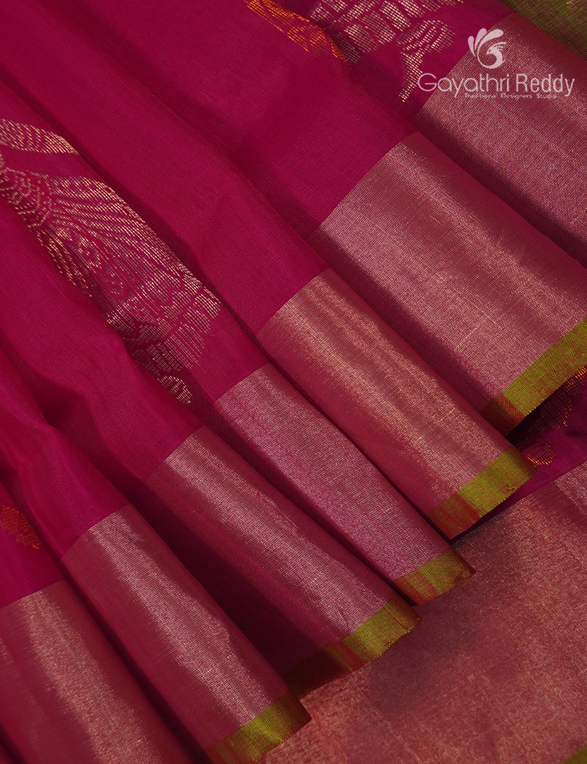 Pure Uppada Silk Saree in Pink and Parrot Green