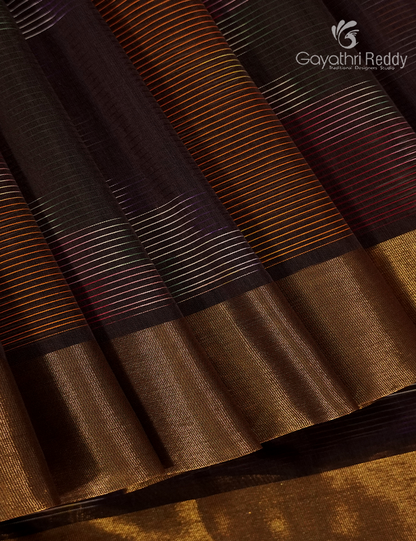 Semi Ikat Sico Saree in Brown