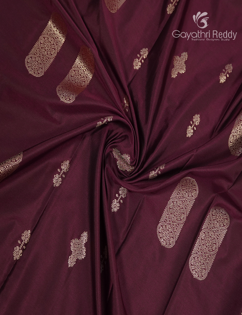 Semi Kanchipuram Art Silk Saree in Deep Maroon and Green