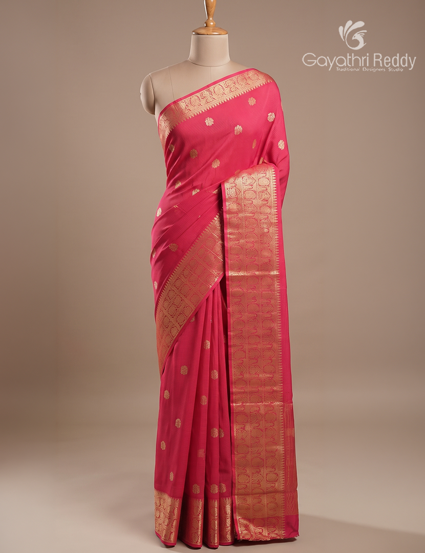 Semi Mysore Crepe Saree in Rose Pink
