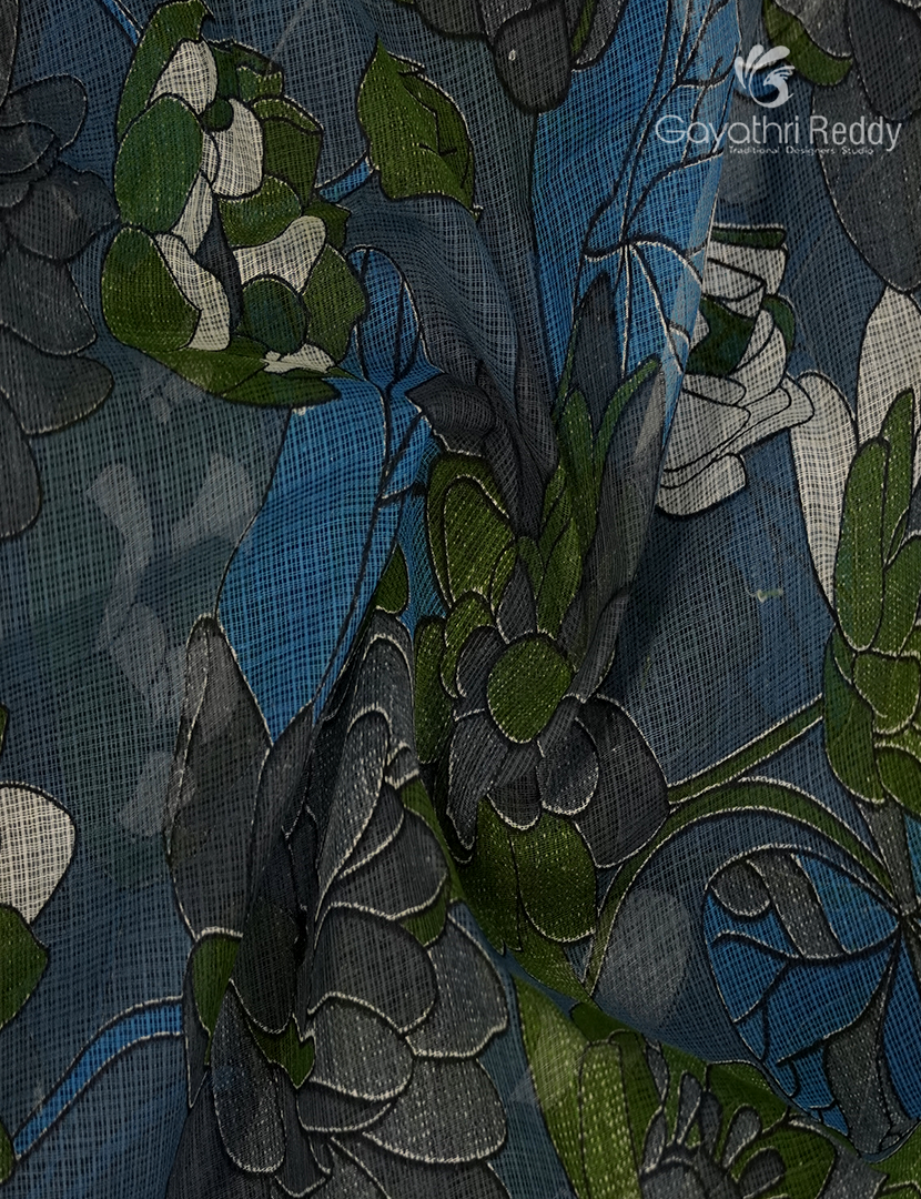 Premium Quality Cotton Kota Saree  in Concrete Grey and Black