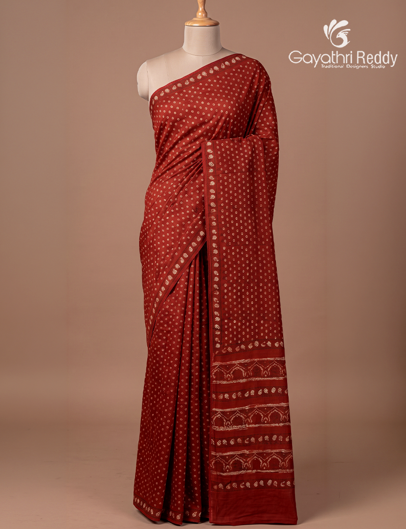 Pure Modal Silk Fancy Saree in Rust Red