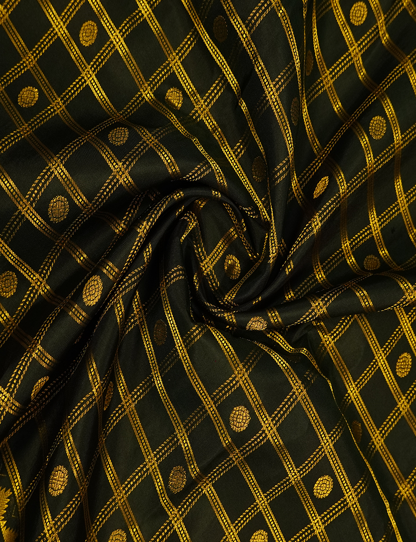 Pure Gadwal Silk Saree in Deep Olive Green