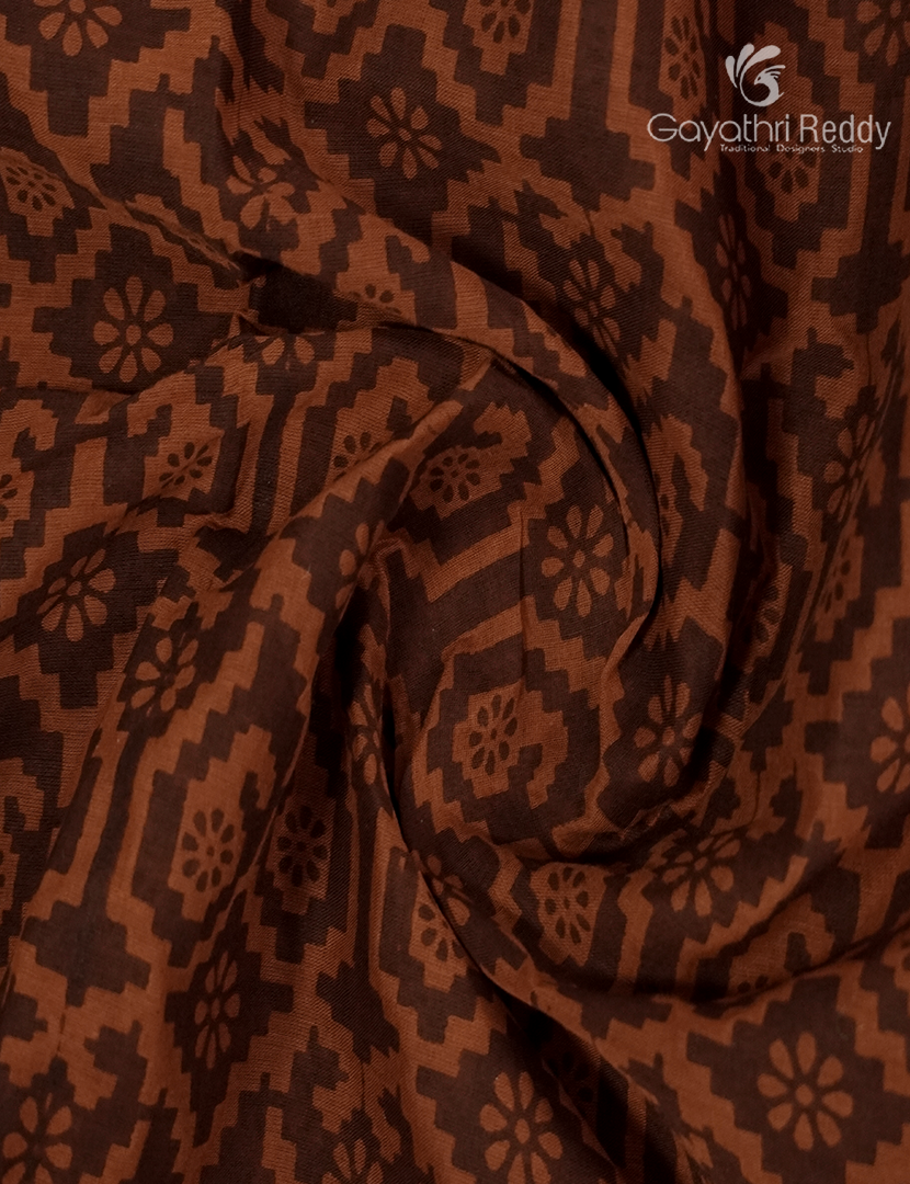 Pure MulMul Cotton Saree in Mustard , Brown and Black