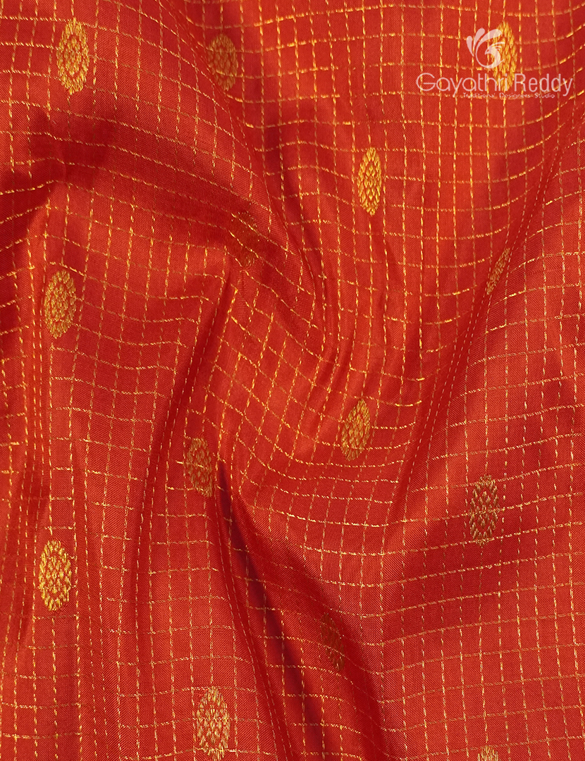 Pure Gadwal Silk Saree in Orange and Magenta