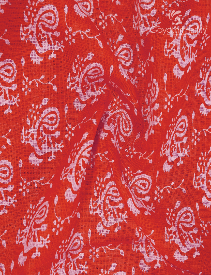 Munga Cotton Saree in Orange and Baby Pink