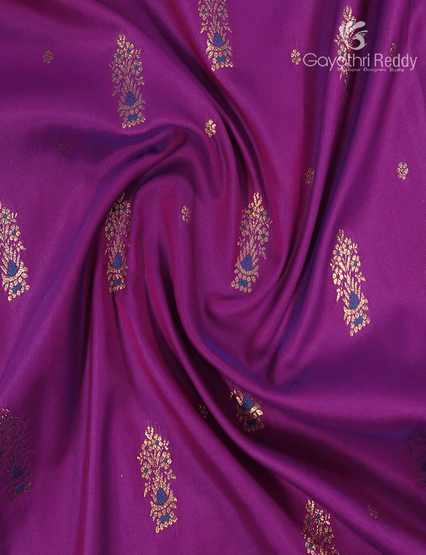 Semi Kanchipuram Silk Fancy  Saree in Deep Magenta and Rama Blue