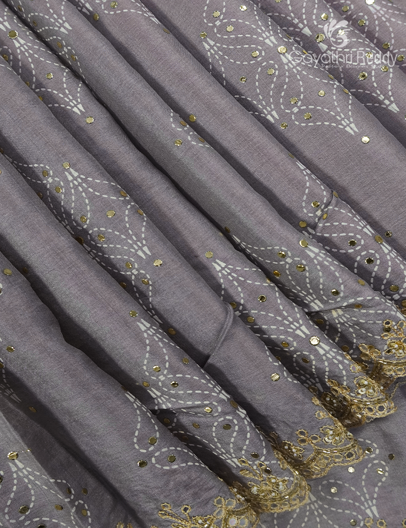 Pure Desi Tussar Fancy Saree in Pastel Grey