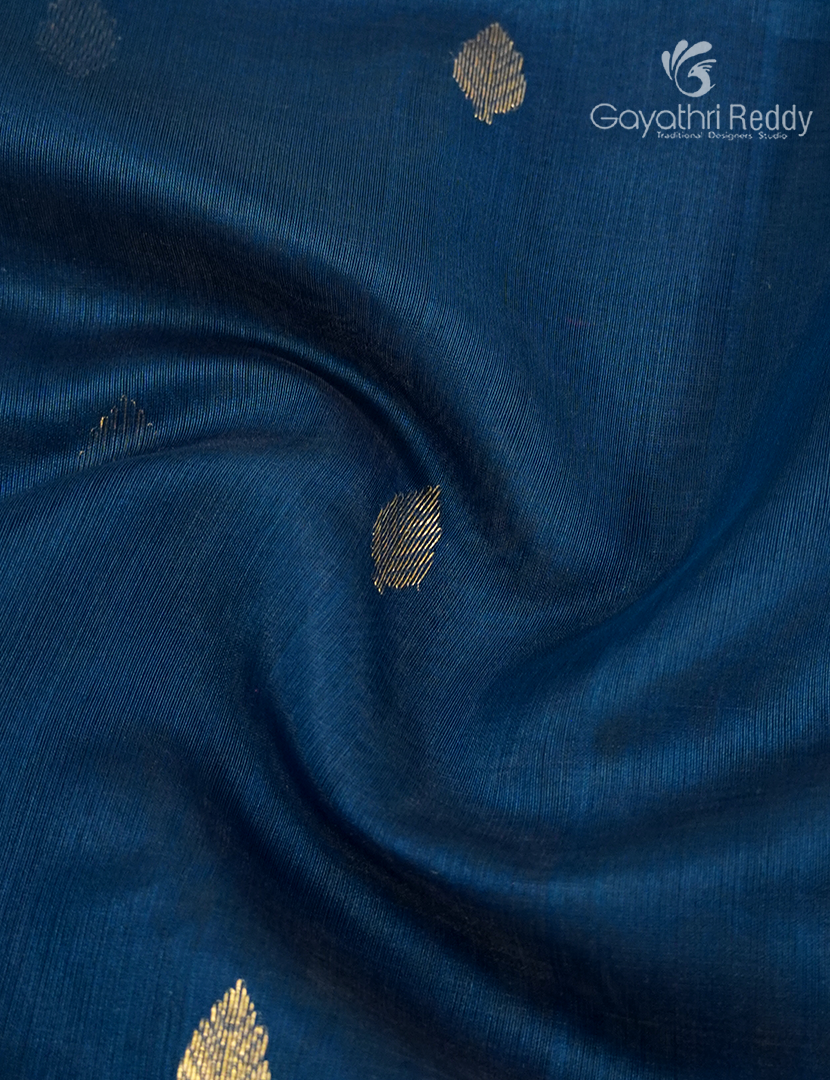 Pure Chanderi Sico Saree in Deep Peacock Blue