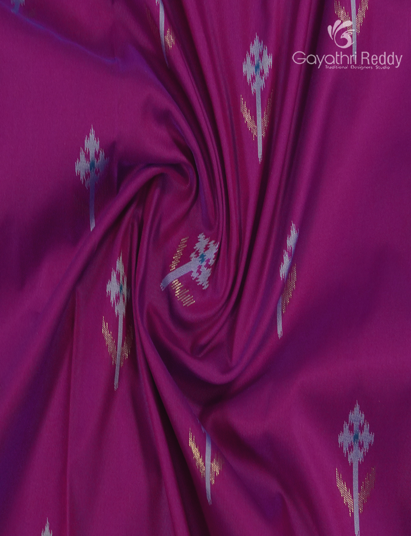 Semi Kanchipuram Art  Silk Saree in Deep Magenta and Deep Rama Blue