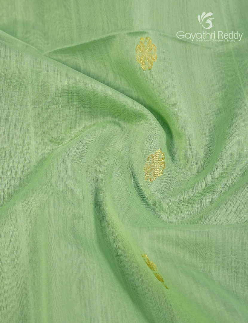 Pure Chanderi Sico Saree in Pista Green and  Sea Blue
