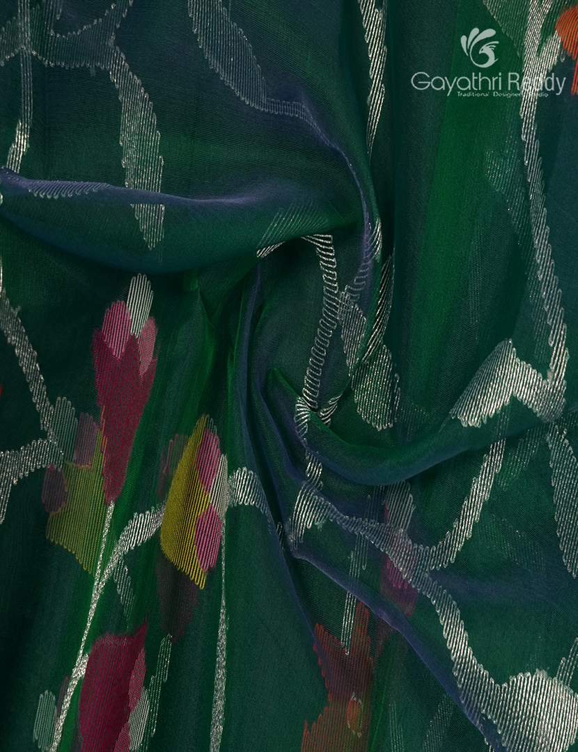 Pure Jamdani Kora Saree in Deep Rama Green