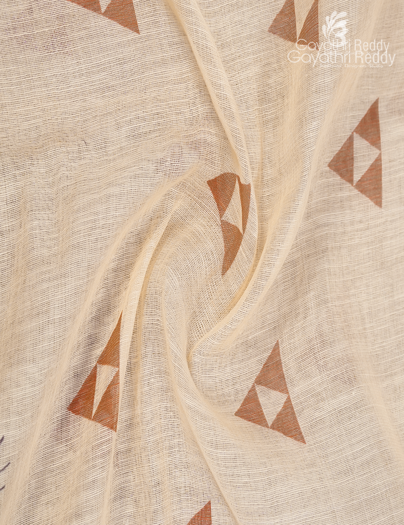 Pure Linen Saree in Peach