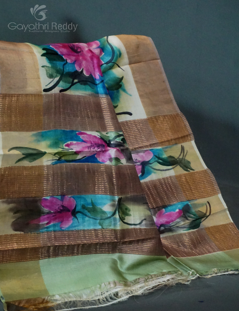 PURE DESI TUSSAR SILK HAND PAINTED-TS791