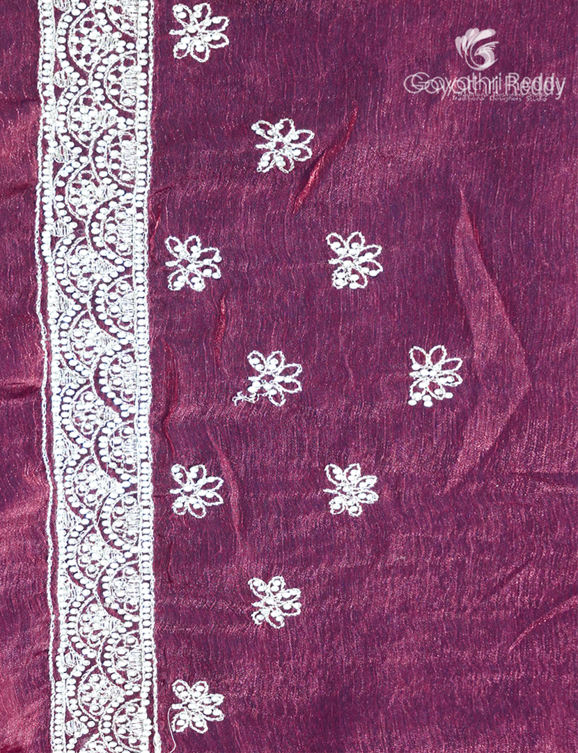 Tissue Fancy Party Wear in Plum