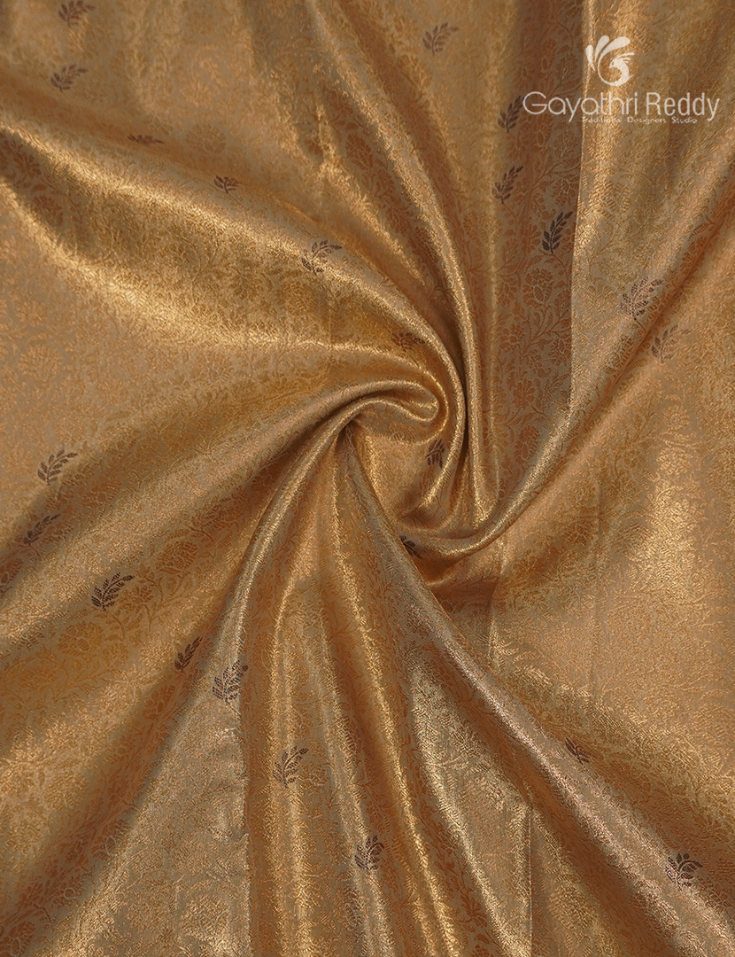 Semi Kanchipuram Silk Saree in Antique Gold and Navy Blue