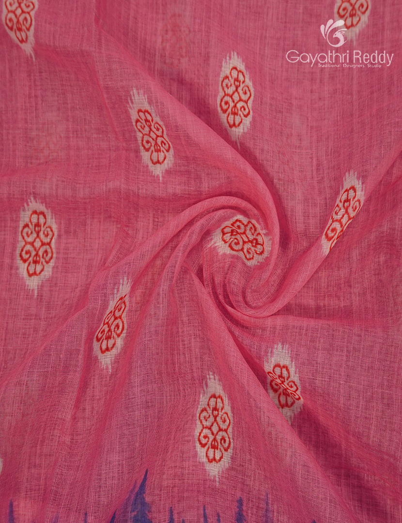 Linen Cotton Saree in Baby Pink