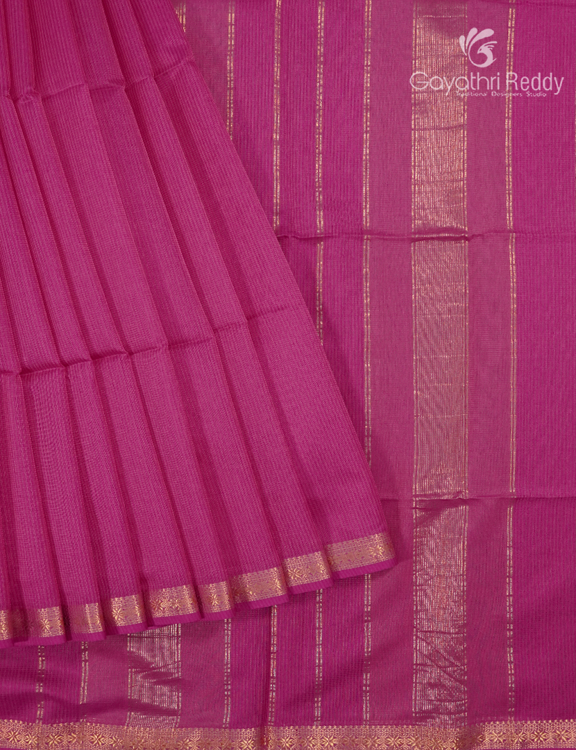 Pure Chanderi Sico Saree in Rani Pink