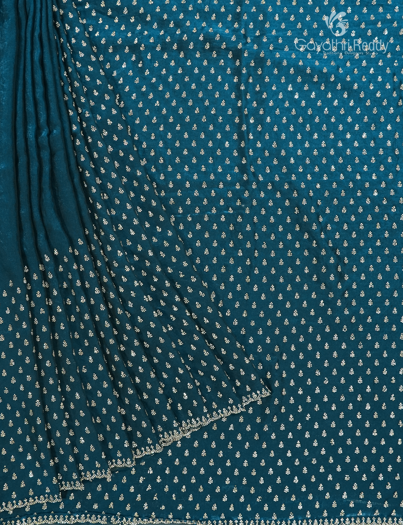 Organza Fancy Saree in Peacock Blue