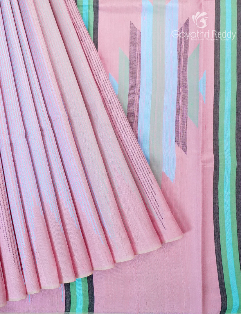 Pure Khadi Pattu Saree in Pastel Baby Pink