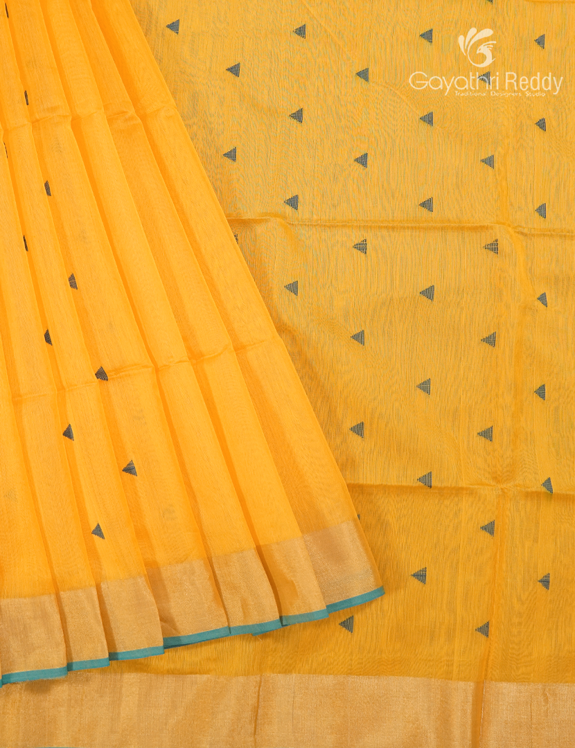 Pure Chanderi Sico Saree in Mango Yellow