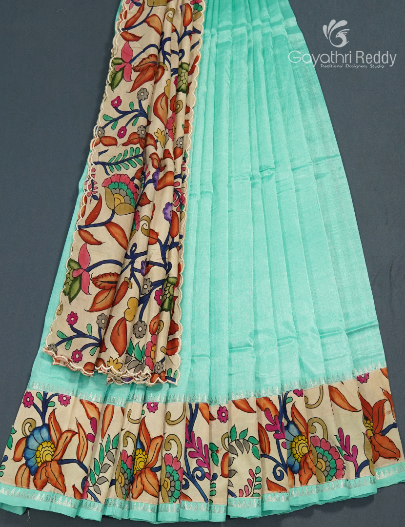 Pure Mangalagiri Langa Voni Set in Sea Foam Green