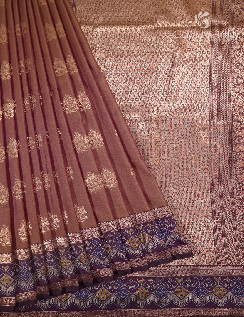 Semi Kanchipuram Art Silk Saree in Earthy Brown