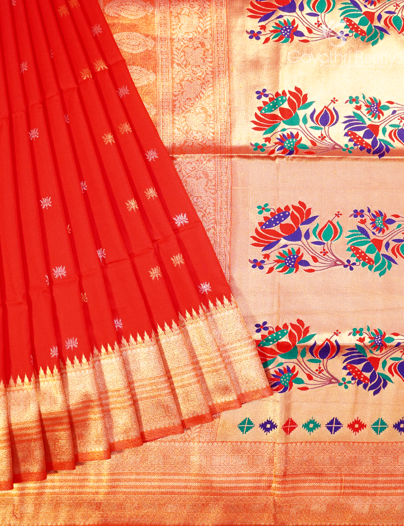 Semi Kanchipuram Art Silk Saree in Red