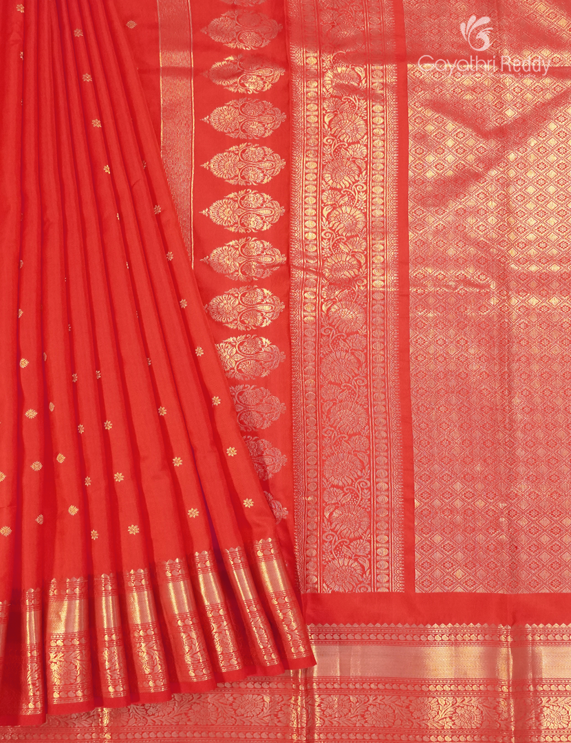 Pure Kanchipuram Silk Saree in Orange
